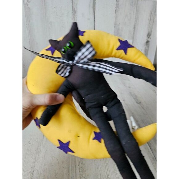 Overly raker Moon cat hanging vintage plush Halloween decor country folk - Picture 2 of 11